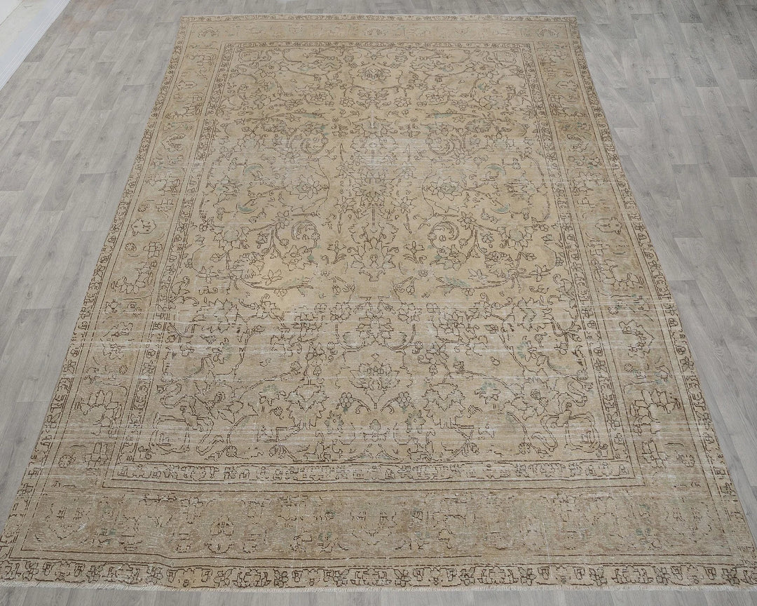 Beige Turkish Oushak Rug 9' x 13' Hand-Knotted view 9