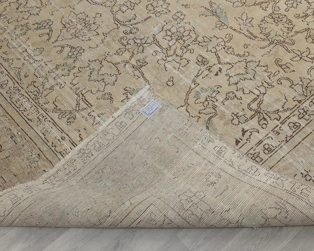 Beige Turkish Oushak Rug 9' x 13' Hand-Knotted field