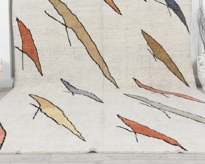 White Turkish Vintage Rug 9' 4" x 13' Hand-Knotted | No. VR65837