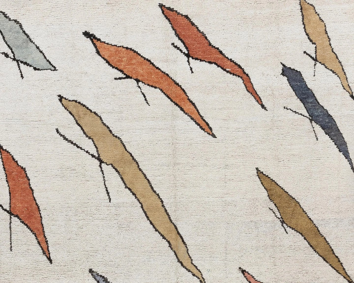 White Turkish Vintage Rug 9' 4" x 13' Hand-Knotted | No. VR65837