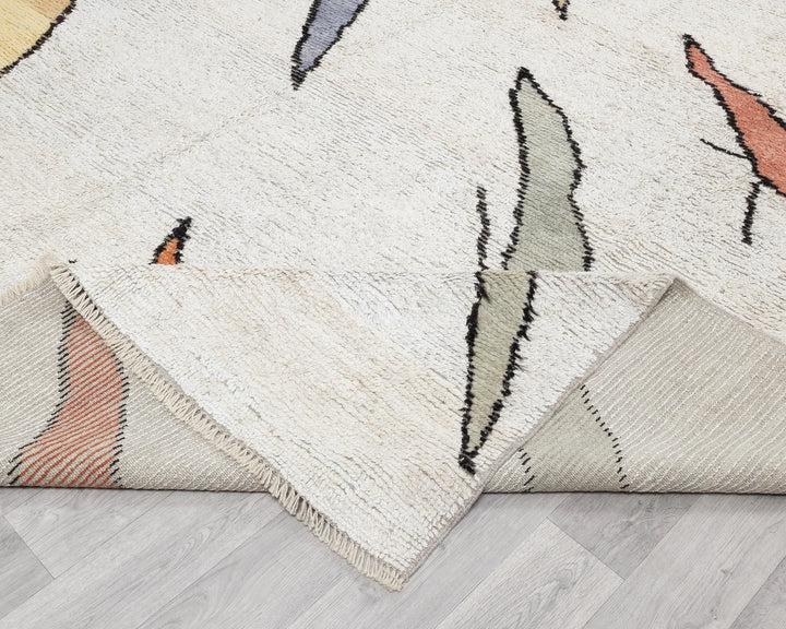 White Turkish Vintage Rug 9' 4" x 13' Hand-Knotted | No. VR65837