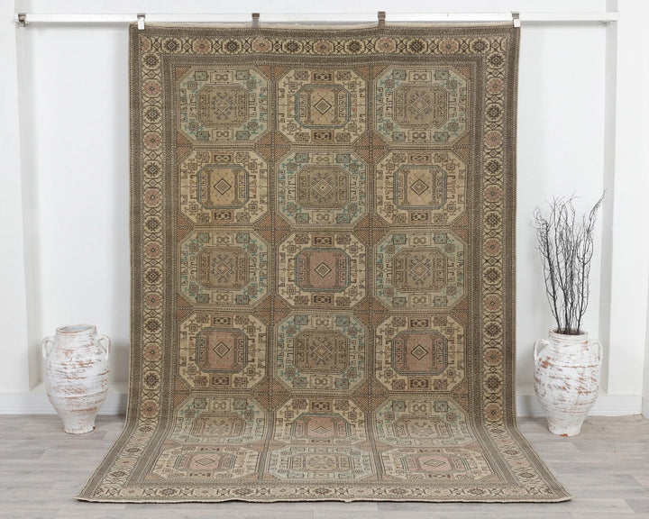 Multicolor Turkish Oushak Rug 6'7" x 9'6" Hand-Knotted | No. VR65920