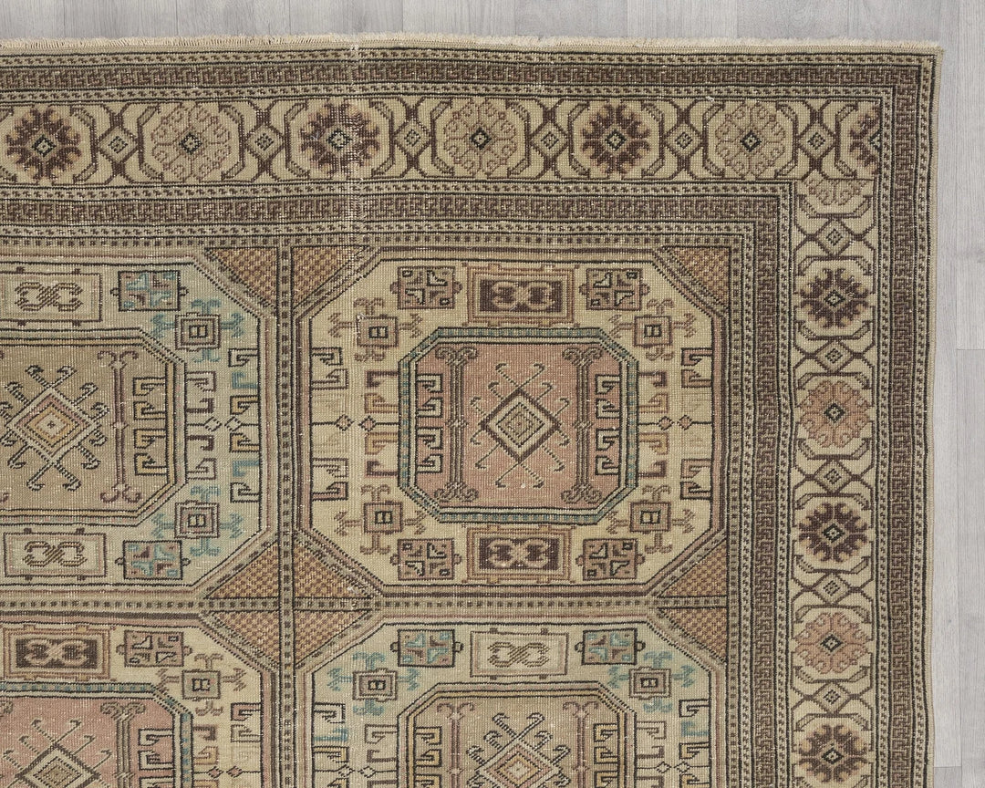 Multicolor Turkish Oushak Rug 6'7" x 9'6" Hand-Knotted | No. VR65920