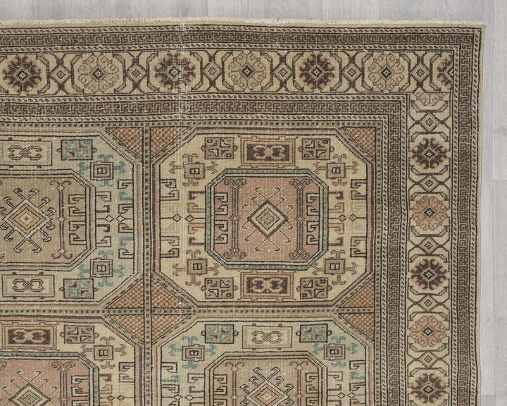 Multicolor Turkish Oushak Rug 6'7" x 9'6" Hand-Knotted | No. VR65920