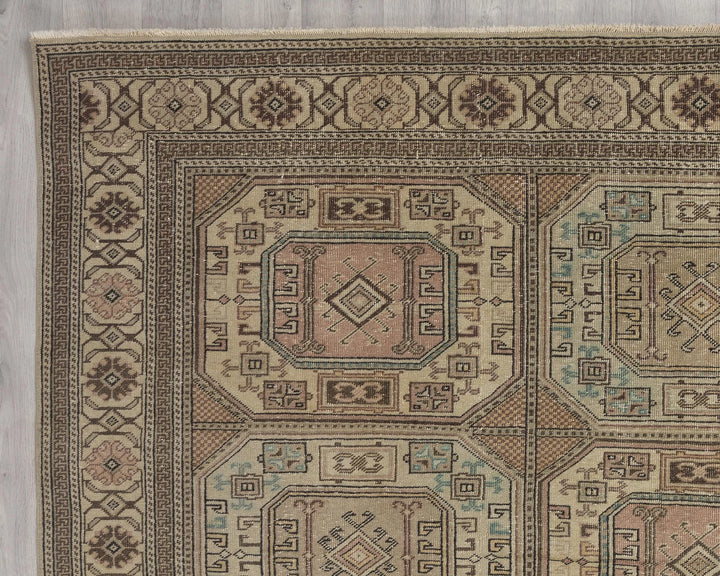 Multicolor Turkish Oushak Rug 6'7" x 9'6" Hand-Knotted | No. VR65920