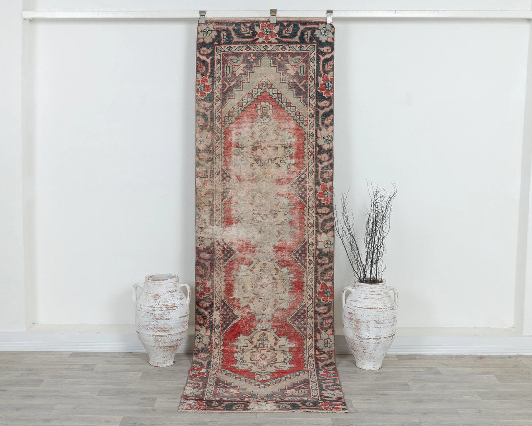 Multicolor Turkish Oushak Rug 2'9" x 9' Hand-Knotted