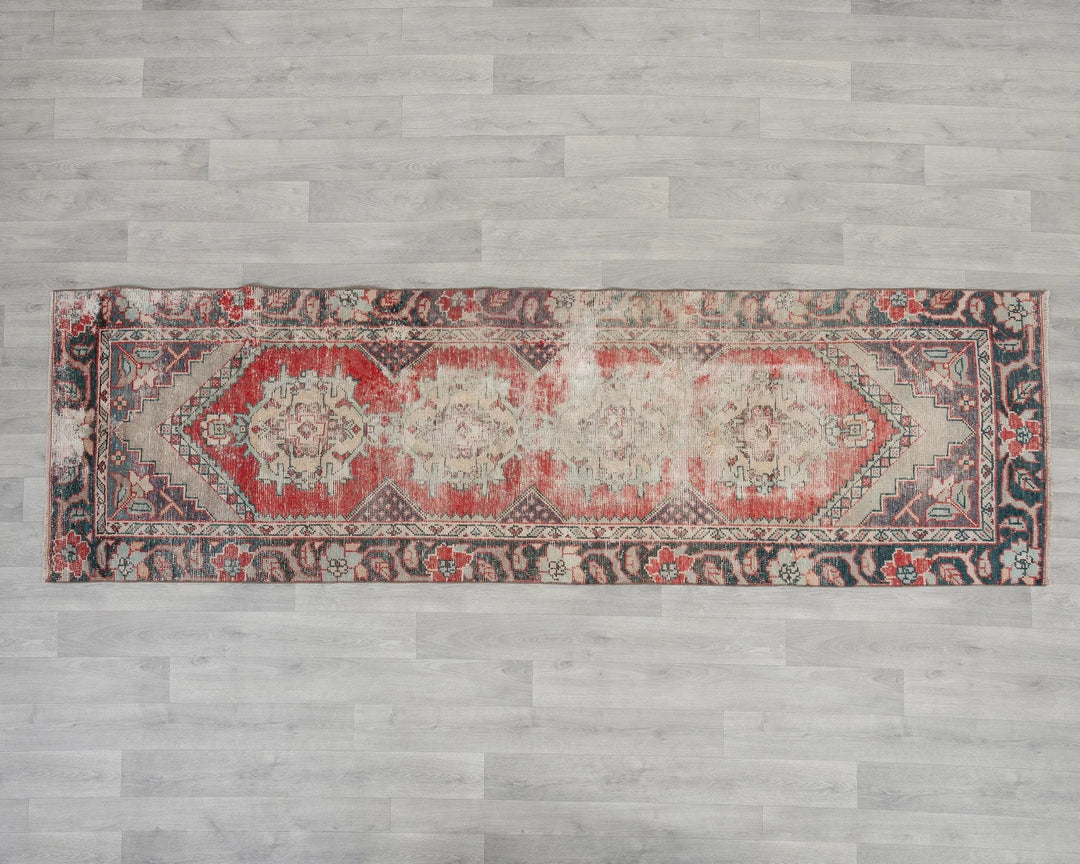 Multicolor Turkish Oushak Rug 2'9" x 9' Hand-Knotted view 9
