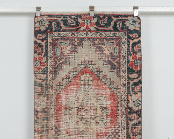 Multicolor Turkish Oushak Rug 2'9" x 9' Hand-Knotted detail
