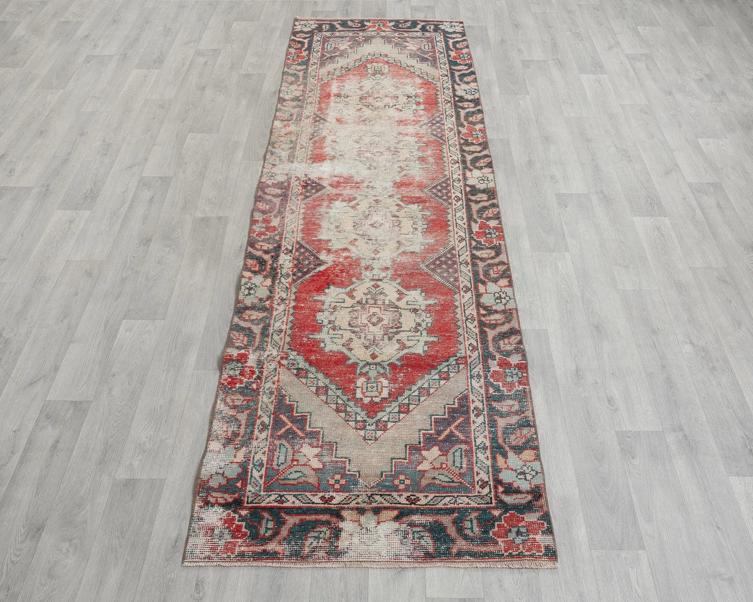 Multicolor Turkish Oushak Rug 2'9" x 9' Hand-Knotted reverse