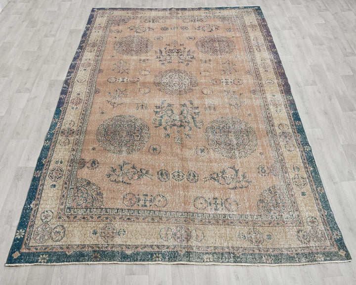 Multicolor Turkish Oushak Rug 6'7" x 10'4" Hand-Knotted view 9