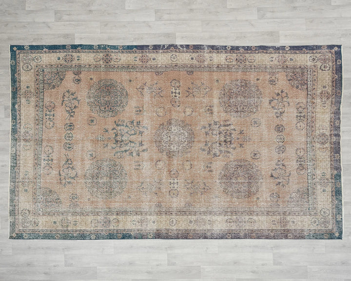 Multicolor Turkish Oushak Rug 6'7" x 10'4" Hand-Knotted reverse