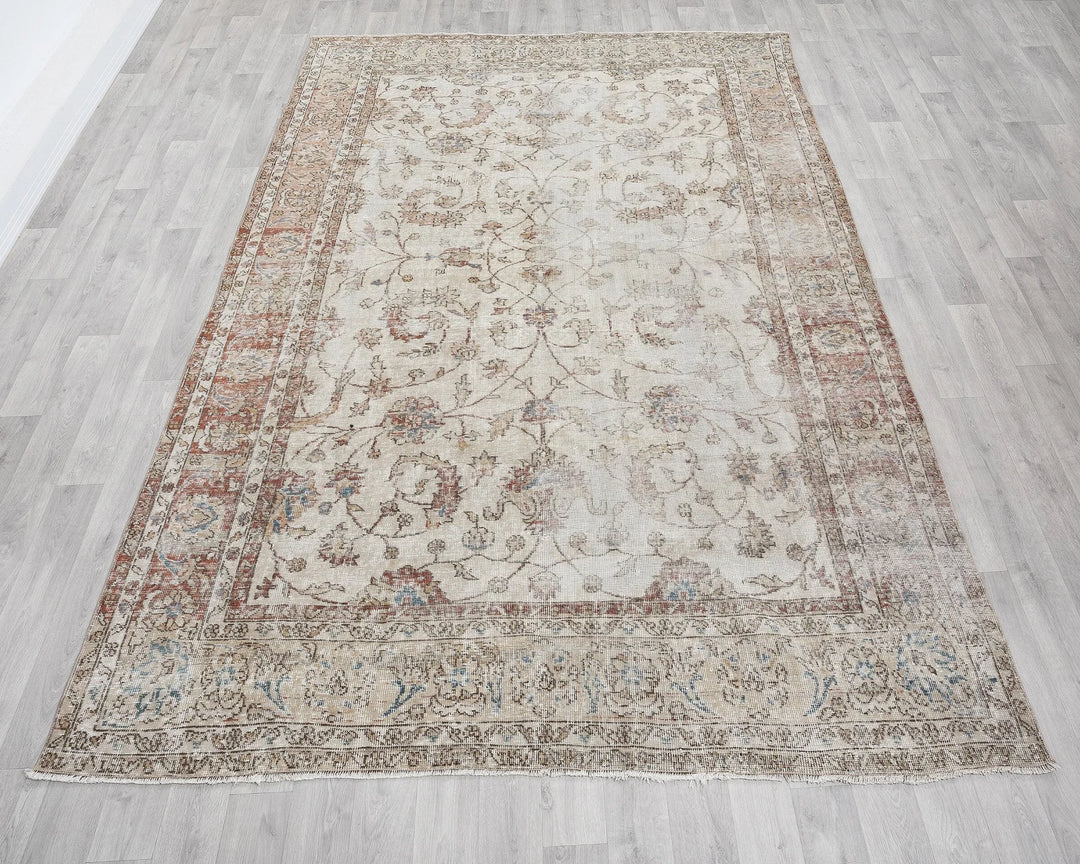 Multicolor Turkish Oushak Rug 6'10" x 9'11" Hand-Knotted | No. VR66192