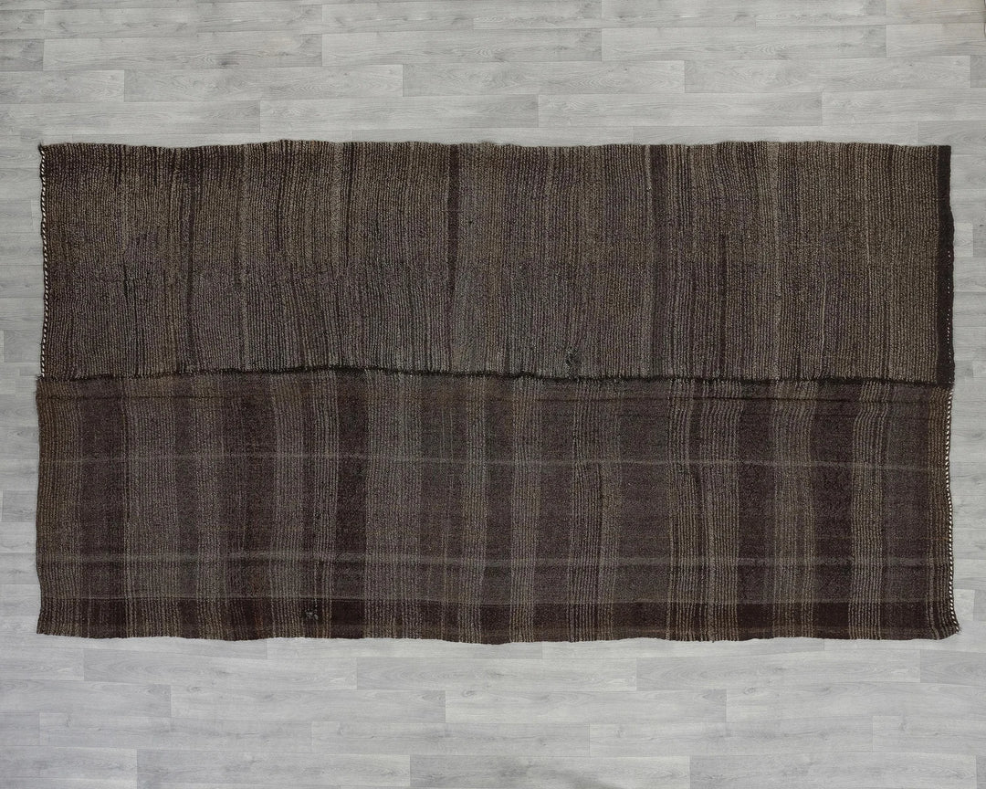 Brown Turkish Kilim Rug 6' 3" x 10' 7" Flat-Weave view 9