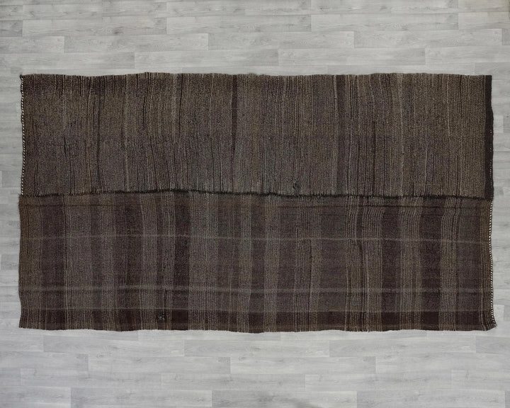 Brown Turkish Kilim Rug 6' 3" x 10' 7" Flat-Weave view 9