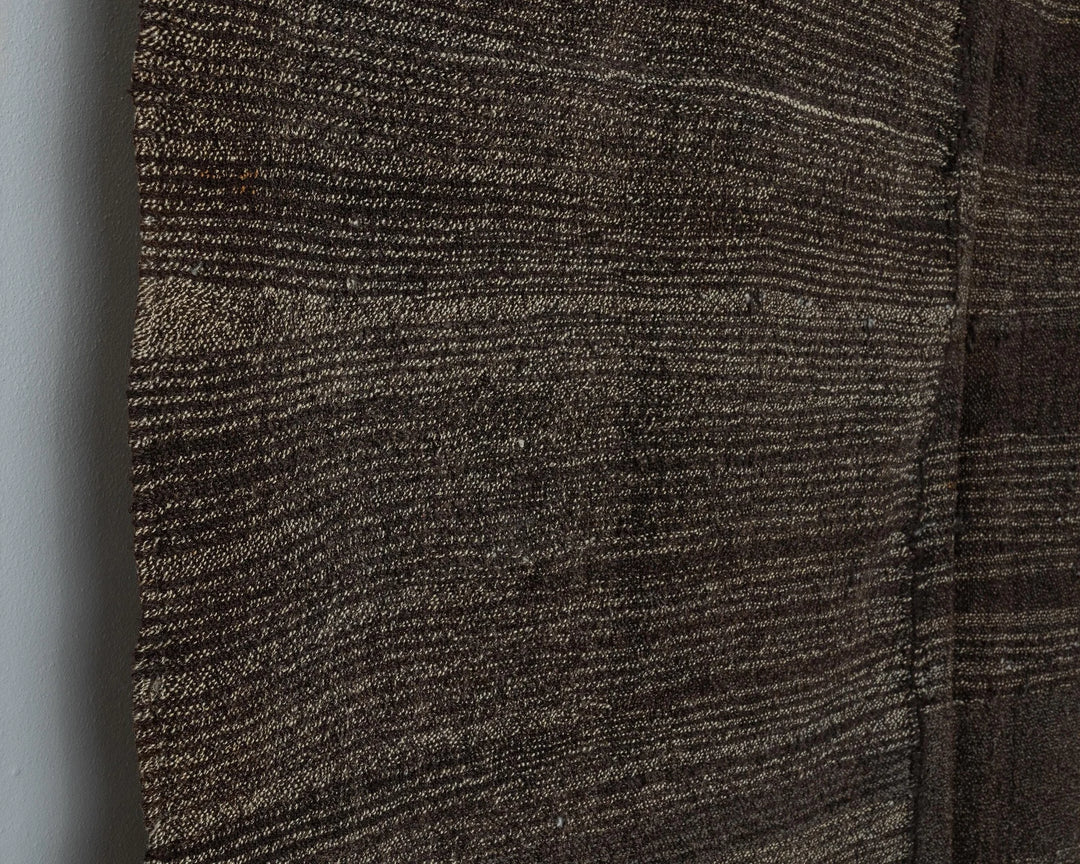 Brown Turkish Kilim Rug 6' 3" x 10' 7" Flat-Weave close-up