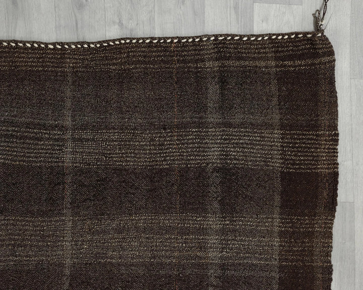 Brown Turkish Kilim Rug 6' 3" x 10' 7" Flat-Weave pattern
