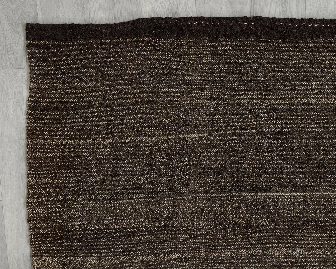 Brown Turkish Kilim Rug 6' 3" x 10' 7" Flat-Weave border