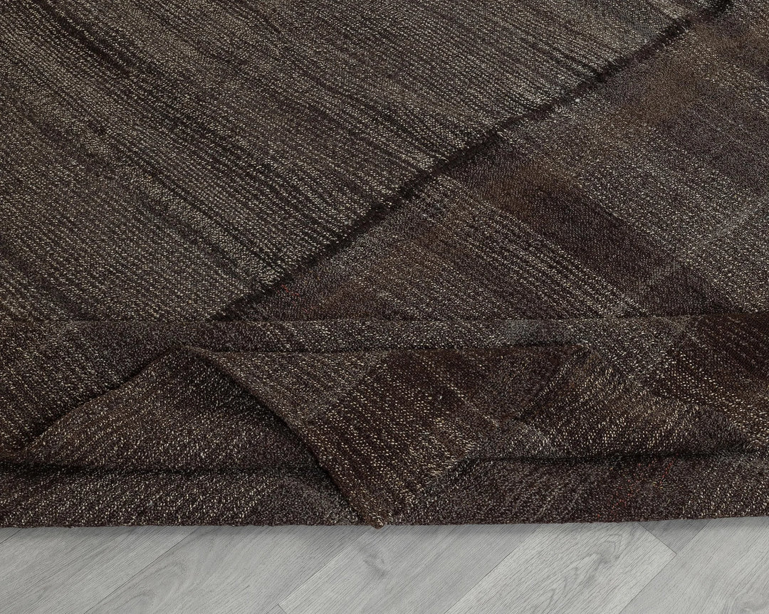 Brown Turkish Kilim Rug 6' 3" x 10' 7" Flat-Weave field