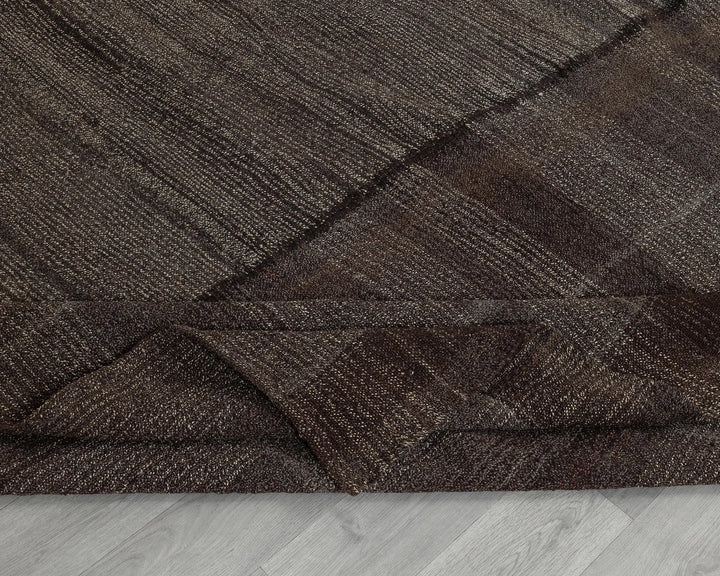 Brown Turkish Kilim Rug 6' 3" x 10' 7" Flat-Weave field