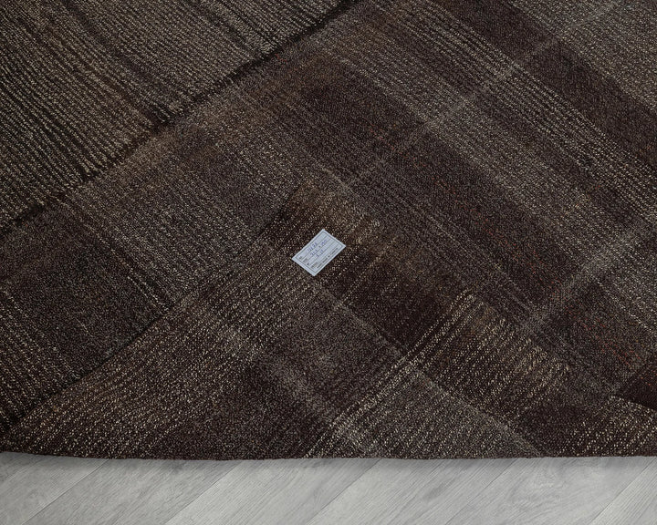 Brown Turkish Kilim Rug 6' 3" x 10' 7" Flat-Weave texture