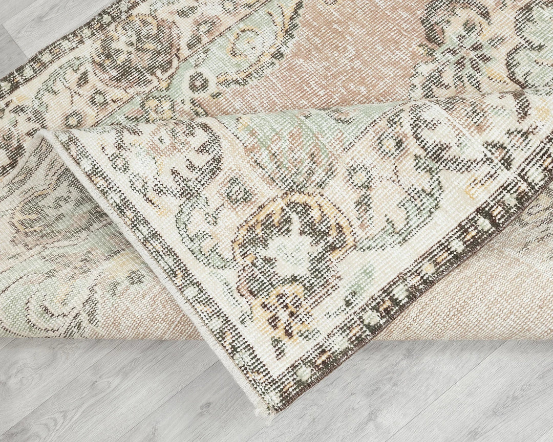 Beige Turkish Oushak Rug 5' x 8' 5" Hand-Knotted field