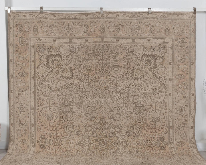 Beige Turkish Oushak Rug 9' 4" x 12' 8" Hand-Knotted | No. VR66343