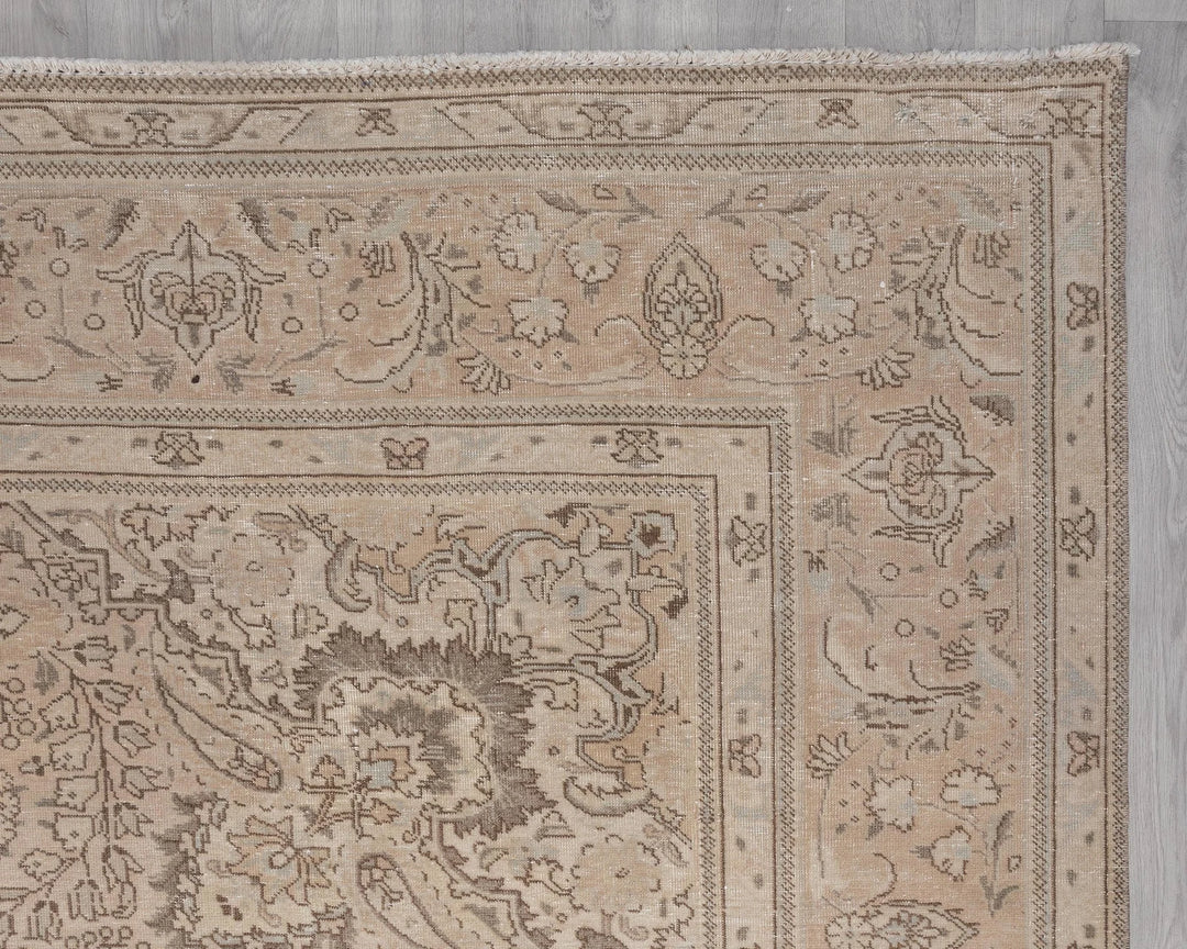 Beige Turkish Oushak Rug 9' 4" x 12' 8" Hand-Knotted | No. VR66343
