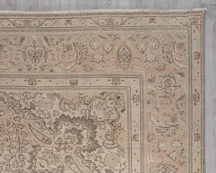 Beige Turkish Oushak Rug 9' 4" x 12' 8" Hand-Knotted | No. VR66343