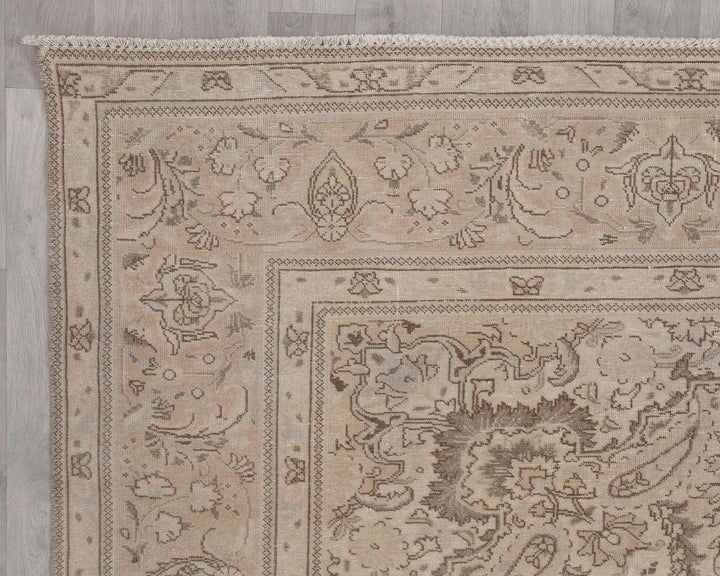 Beige Turkish Oushak Rug 9' 4" x 12' 8" Hand-Knotted | No. VR66343