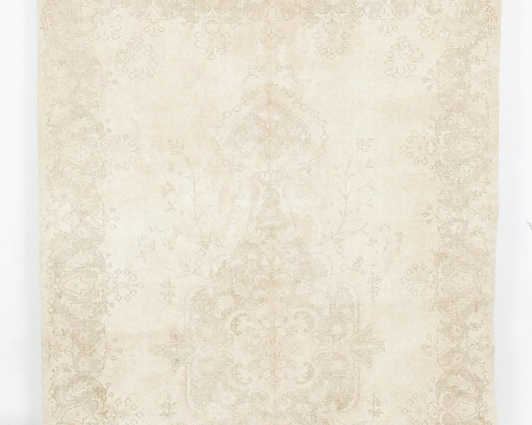 Beige Turkish Oushak Rug 5'10" x 9'4" Hand-Knotted | No. VR66345