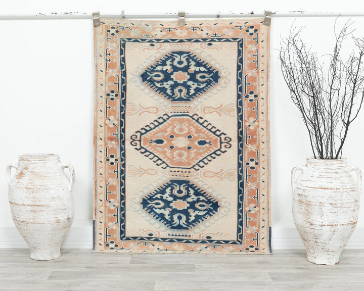 Multicolor Turkish Oushak Rug 3' 1" x 4' 4" Hand-Knotted | No. VR66475