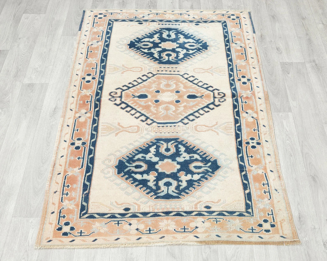 Multicolor Turkish Oushak Rug 3' 1" x 4' 4" Hand-Knotted | No. VR66475