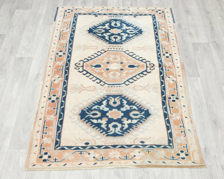 Multicolor Turkish Oushak Rug 3' 1" x 4' 4" Hand-Knotted | No. VR66475