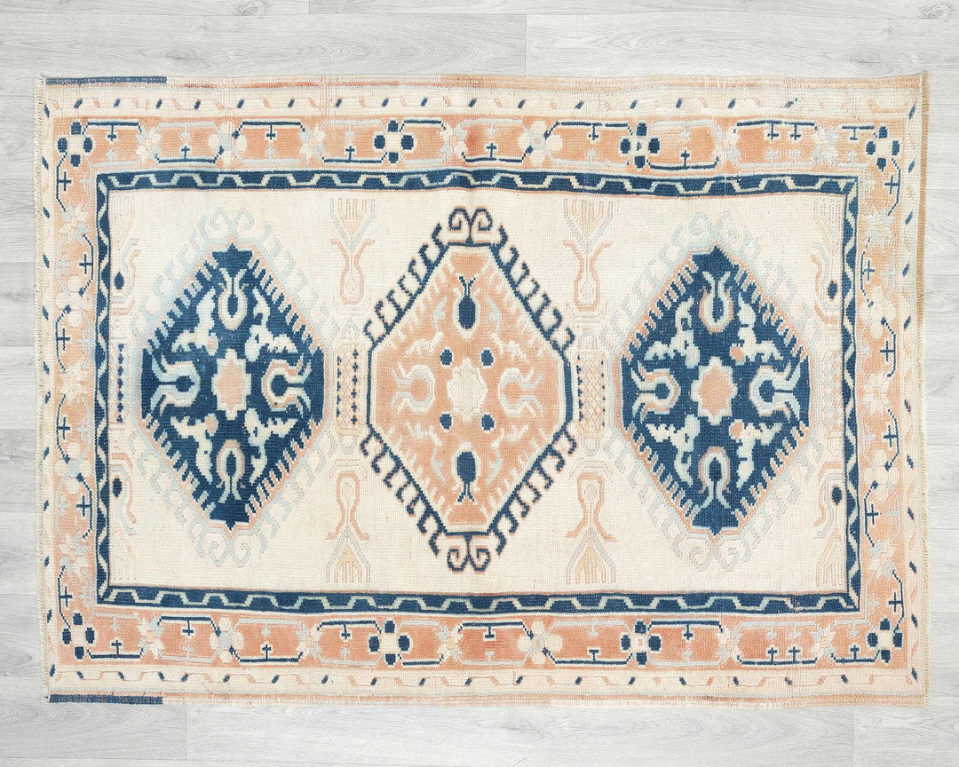 Multicolor Turkish Oushak Rug 3' 1" x 4' 4" Hand-Knotted | No. VR66475