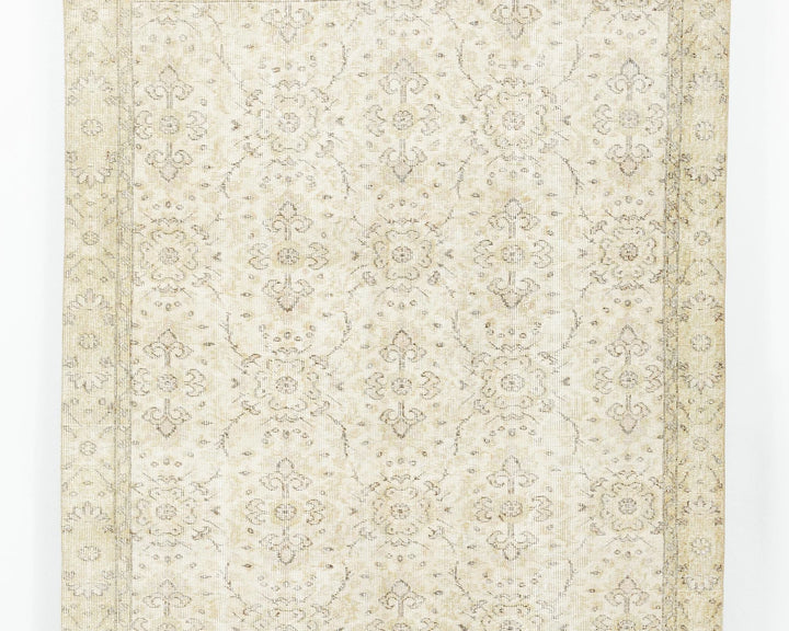 Beige Turkish Oushak Rug 5' 2" x 8' 8" Hand-Knotted | No. VR66783