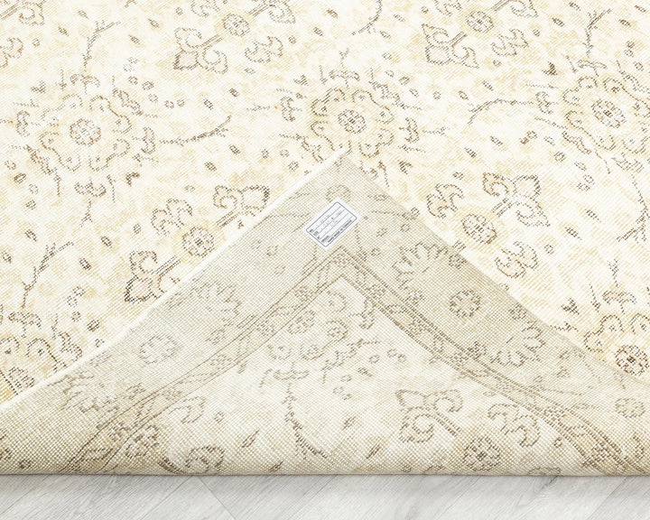 Beige Turkish Oushak Rug 5' 2" x 8' 8" Hand-Knotted | No. VR66783