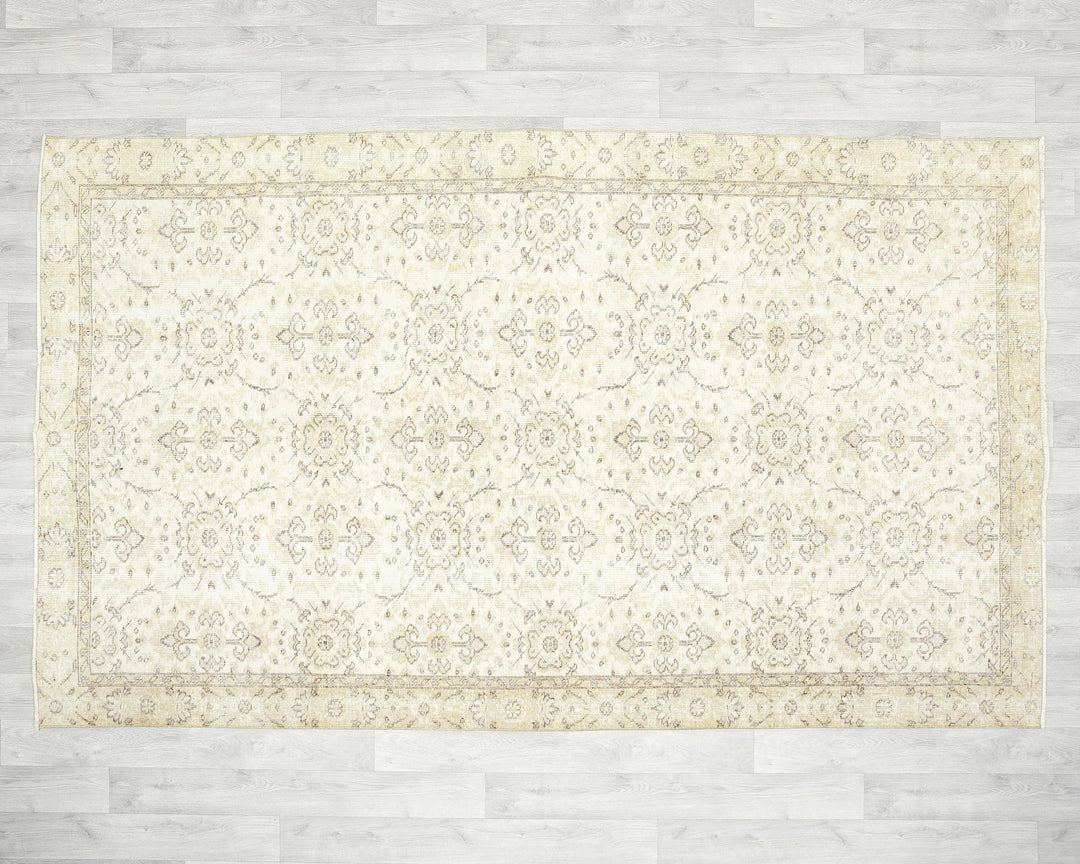 Beige Turkish Oushak Rug 5' 2" x 8' 8" Hand-Knotted | No. VR66783