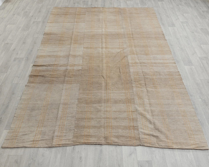 Beige Turkish Kilim Rug 6' x 9' Flat-Weave view 9