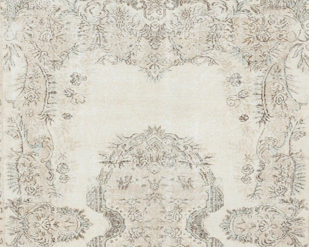 Beige Turkish Oushak Rug 9'4" x 6'5" Hand-Knotted | No. VR67062