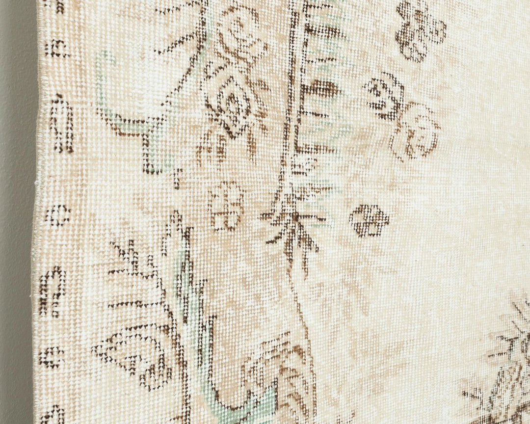 Beige Turkish Oushak Rug 9'4" x 6'5" Hand-Knotted | No. VR67062