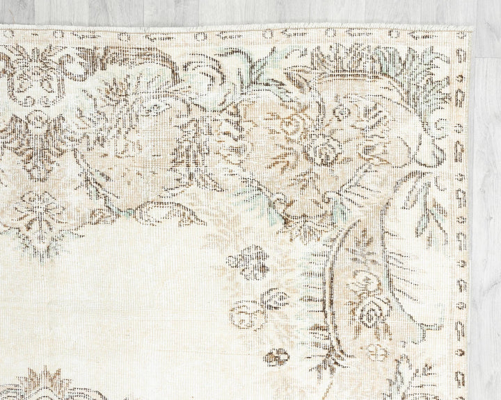 Beige Turkish Oushak Rug 9'4" x 6'5" Hand-Knotted | No. VR67062