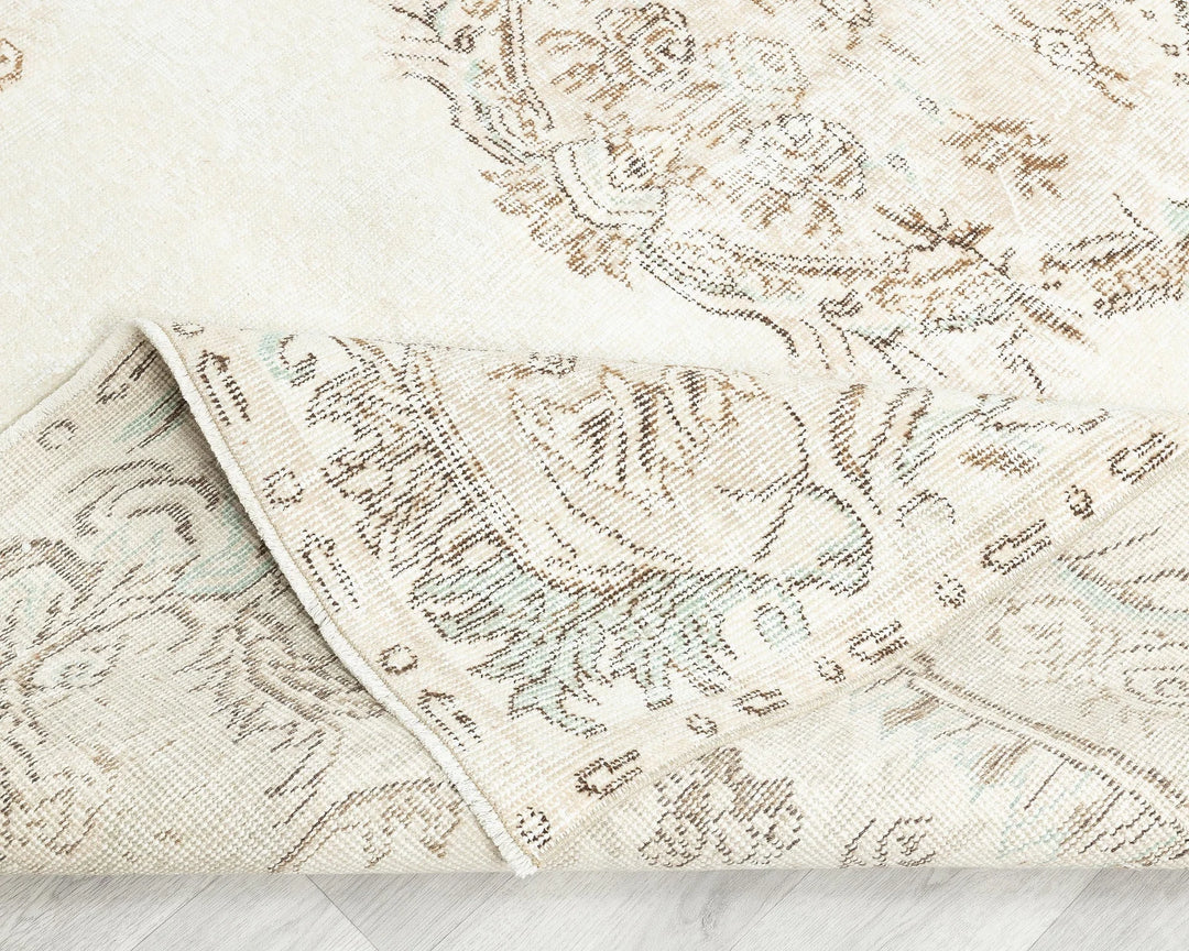 Beige Turkish Oushak Rug 9'4" x 6'5" Hand-Knotted | No. VR67062