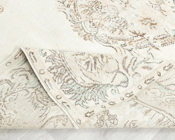Beige Turkish Oushak Rug 9'4" x 6'5" Hand-Knotted | No. VR67062
