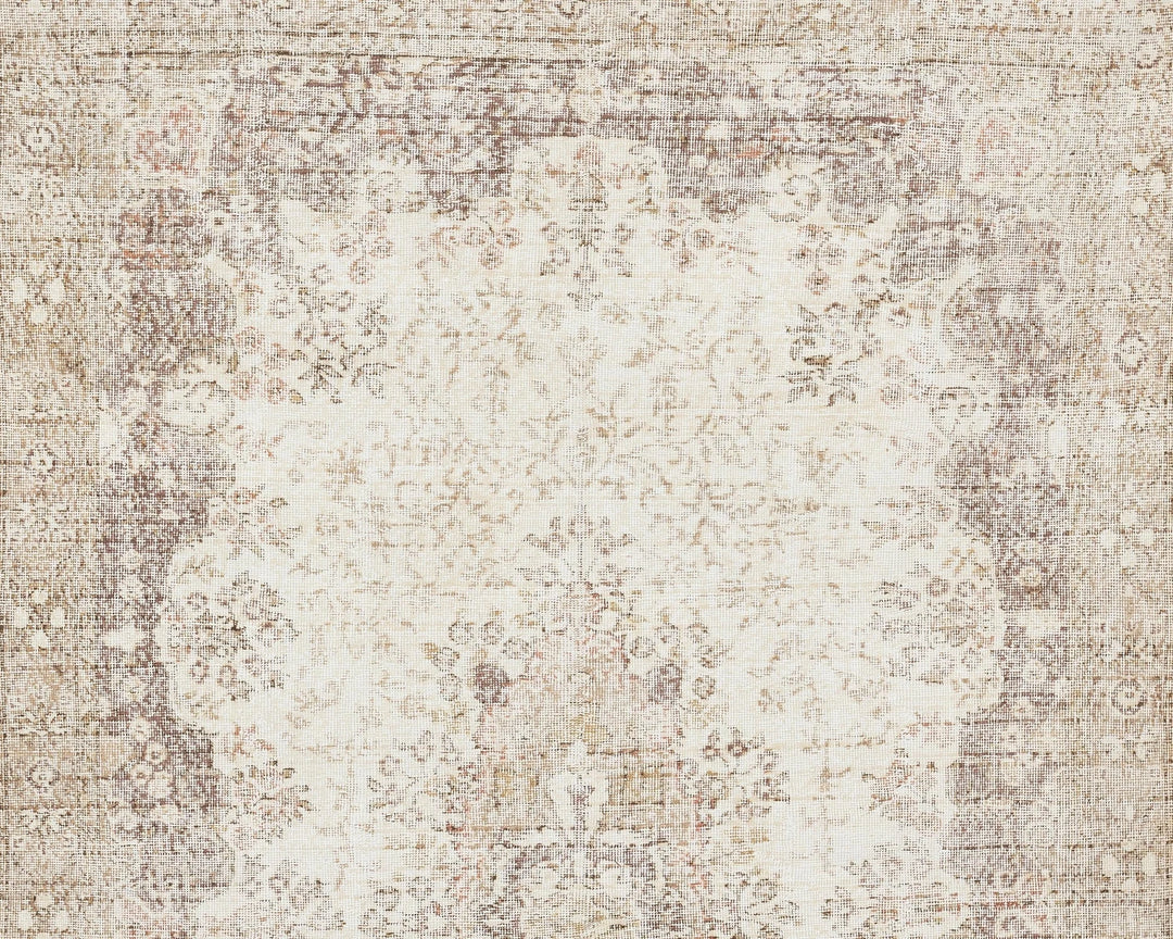 Beige Turkish Oushak Rug 6' 5" x 10' 8" Hand-Knotted | No. VR67063