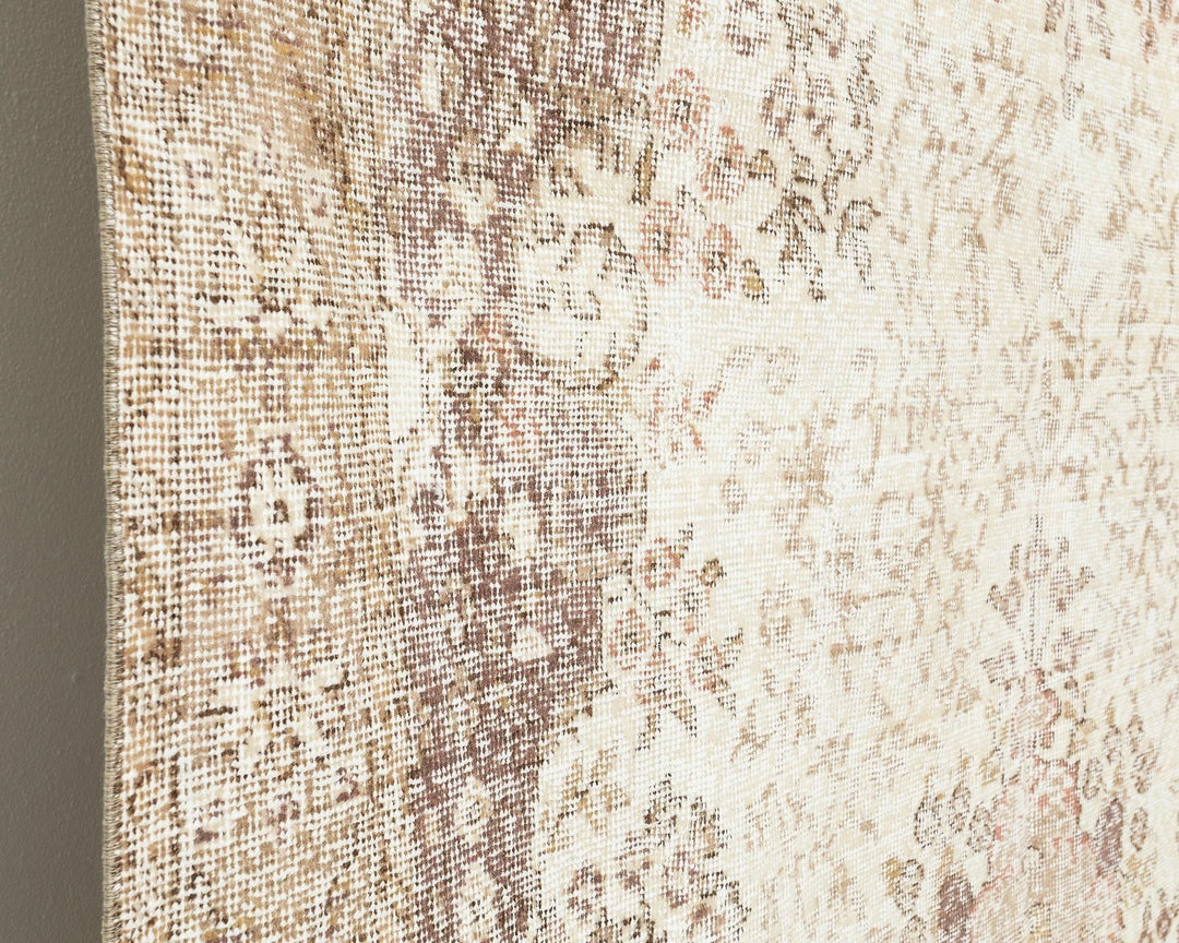 Beige Turkish Oushak Rug 6' 5" x 10' 8" Hand-Knotted | No. VR67063