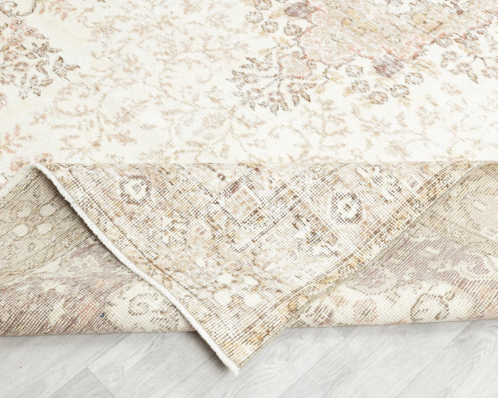 Beige Turkish Oushak Rug 6' 5" x 10' 8" Hand-Knotted | No. VR67063