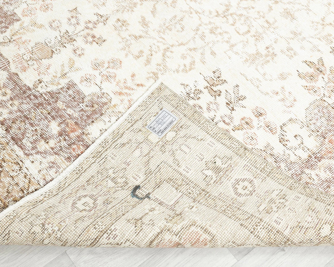 Beige Turkish Oushak Rug 6' 5" x 10' 8" Hand-Knotted | No. VR67063