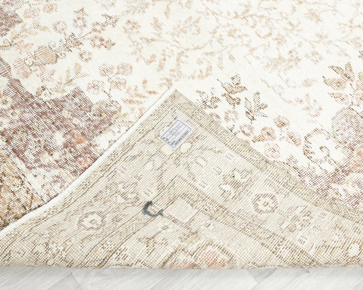 Beige Turkish Oushak Rug 6' 5" x 10' 8" Hand-Knotted | No. VR67063