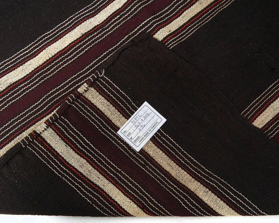 Brown Turkish Kilim Rug 4' 10" x 6' 7" Flat-Weave | No. VR67230