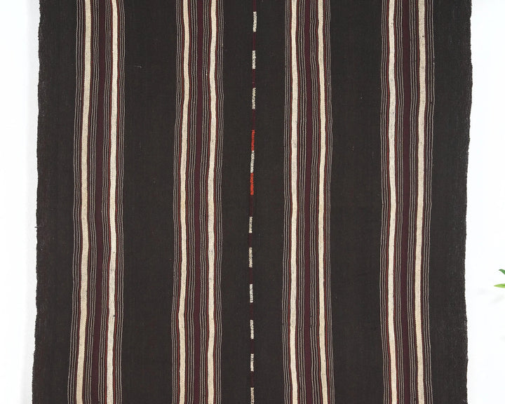 Brown Turkish Kilim Rug 4' 10" x 6' 7" Flat-Weave | No. VR67230